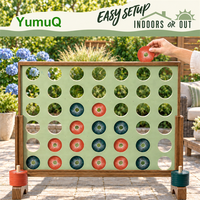 YumuQ Jeu géant de Connect 4 en bois pour pelouse et jardin, 4 en ligne, avec sac de transport pour jeux en extérieur
