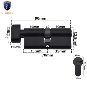Cylindre de serrure de porte à mortaise en alliage de zinc profil européen 70 mm simple ou double ouverture noir, sécurité de niveau 2 <span class=keywords><strong>ANSI</strong></span>, design moderne, 3 clés - Product Image 1