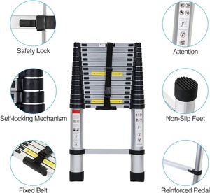 Escaliers télescopiques en aluminium extensibles de <span class=keywords><strong>3</strong></span>,2 m (10,5 pi) avec une charge maximale de 330 lb (150 kg) conformes à la norme EN131 - Product Image 2