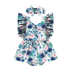 HY-032 Vestido tipo body vintage con cuello en V y estampado de sandía para bebé niña, pelele de verano, nueva moda, mono para niños, ropa infantil - Product Image 5