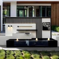 Mur d'eau décoratif en acier inoxydable sur mesure avec éclairage LED, cascade de jardin, fontaine paysagère pour cour