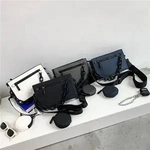 Basit moda su geçirmez özel Unisex zincir Messenger omuzdan askili çanta daire çantası