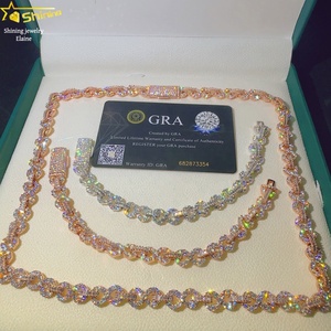 Perhiasan <span class=keywords><strong>Fashion</strong></span> Kalung 8MM Perak Sterling 925 Bertabur Batu Moissanite VVS Model Hip Hop Rantai Gelang Cuban - Product Image 1