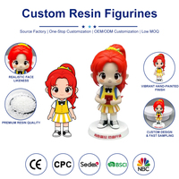 Figurine d'art personnalisée en résine, personnage d'anime Chibi, fille aux cheveux roux, uniforme jaune, chaussures noires, chaussettes, certifiée CE pour la promotion scolaire