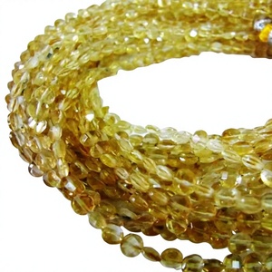 Perles de citrine naturelle facettées en forme de pièce de monnaie, taille précise 4,5 mm, micro-taille, brin de 8 pouces de long - Product Image 1