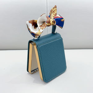 เคสหนังสำหรับใส่เครื่องสำอางแบบกระจกพับได้4แบบฝาพับหนังเคสมือถือกำมะหยี่ชุบไฟฟ้า - Product Image 4