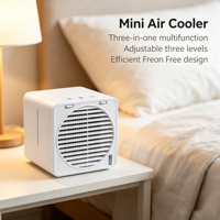 Ventilateur rafraîchisseur d'air portable, capacité d'eau de 700 ml, mini ventilateur de table à LED 7 couleurs, matériau plastique, multi-usages pour la chambre, la voiture, le camping-car, l'extérieur