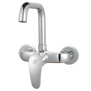 Grifos mezcladores de cocina modernos montados en la pared S21 Grifos de fregadero de latón con caño giratorio de 360 grados Pulverizador frío y caliente - Product Image 6