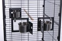 Vente en gros Grande cage à oiseaux en métal Cage à oiseaux mobile avec roues Cage à perroquet spacieuse en fil de fer avec plateau amovible Mangeoire