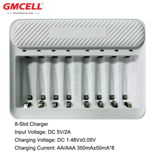8 piles AA rechargeables haute capacité 2600 mAh avec chargeur rapide 8 emplacements, piles Ni-MH double A, 1000 cycles - Product Image 2