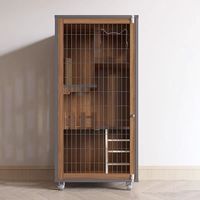 Villa pour chat en bois personnalisée, cage intérieure pour chat avec porte à charnières, maison pour chat rectangulaire de luxe à trois étages, cage d'élevage pour animaux de compagnie
