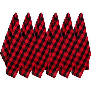 <span class=keywords><strong>Serviette</strong></span> de décoration de Noël à carreaux en coton <span class=keywords><strong>rouge</strong></span> et noir <span class=keywords><strong>Serviette</strong></span> de cuisine de style occidental <span class=keywords><strong>Serviette</strong></span> carrée Napperon de table en lin - Product Image 5