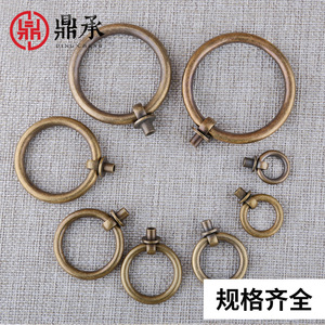 Poignée de meuble Dingcheng en laiton, anneau de traction rond, nouveau style chinois, quincaillerie de tiroir, finition antique - Product Image 4