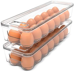 Clear Stackable PP <strong>Egg</strong> Containers 14-<strong>Egg</strong> Holders for Refrigerator Storage Convenient Bins for Fridge Organization Food Storage - Product Image 1