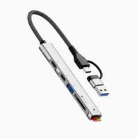 Hub Usb C Dengan Port Lightning, Baca Kartu Memori Usb Sd/Tf Dengan 2 Port Usb Tipe C/1x Port Usb 3.0, Hub Usb Multi Adapter 5-In-1