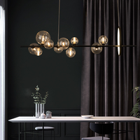 Lustre moderne créatif en métal éclairage 7/10 bulles de verre clair Long rond G9 luminaire maison lumières salon cuisine