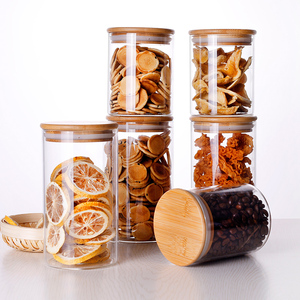 Storage Jars Jar 860/1300ml Storage Bottles Jars Food Storage Borosilicale Clear Glass Jar With Airtight Bamboo Lid