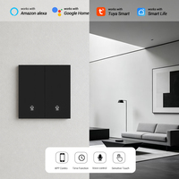 Interrupteur intelligent Zigbee noir en aluminium aviation avec panneau imitation bois, 1/2/3/4/6 gangs, sans fil neutre, pour domotique, IP20