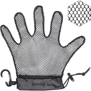 Samsfx Vissen Vis Springende Handschoenen Opengewerkte Anti-Slip Bescherming Vis Tailer Landing Handschoen Met Karabijnhaak Clip