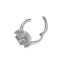 Fuxuan ASTM F136 Titane Anneau d'oreille clicker à segment géométrique rectangulaire trapézoïdal avec zircon, Bijou de piercing corporel