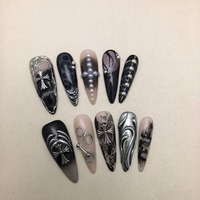 Ongles artificiels faits à la main, produits de beauté, pointe longue, luxe haut de gamme, blanchiment, ongles à presser en gros