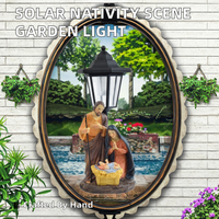 Crèche de Noël solaire extérieure en résine, modèle de crèche de la Sainte Famille, ornement lumineux solaire pour jardin