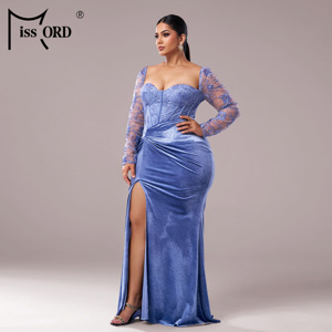 Abiti da Sera Eleganti e Sexy <span class=keywords><strong>in</strong></span> <span class=keywords><strong>Velluto</strong></span> <span class=keywords><strong>con</strong></span> <span class=keywords><strong>Spacco</strong></span> Alto e Pizzo, Taglie Forti per Donne - Product Image 6