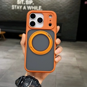 360° Rotating Ring Magnetic <b>Stand</b> Matte Phone Case for iPhone 17 Pro Max 17 Air With Camera Touch Button Protective Cover - Product Image 1