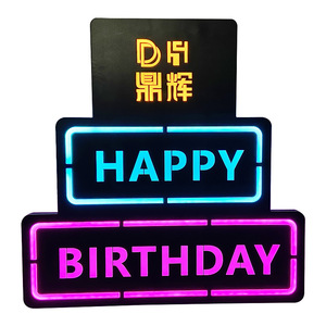 Panneau lumineux Joyeux Anniversaire en forme de gâteau, néon LED, décoration de fête pour bars, KTV, événements - Product Image 5