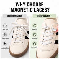 Lacets magnétiques sans nœuds Run Ready, sangle élastique avec boucle métallique, lacets de sport à verrouillage sécurisé pour la course à pied, la randonnée, la salle de sport