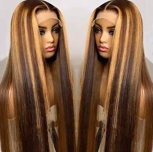 Encaje suizo <span class=keywords><strong>Vietnam</strong></span> mujeres encaje completo Frontal pelucas de cabello humano largo naranja recto Jerry Curl y onda profunda encaje transparente - Product Image 5