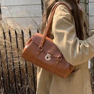 Women's Shoulder Bag Horizontal Square Middle Hardness Snap Fasteners <b>Lock</b> Decoration Casual Retro Texture Everyday Outfits - Product Image 3