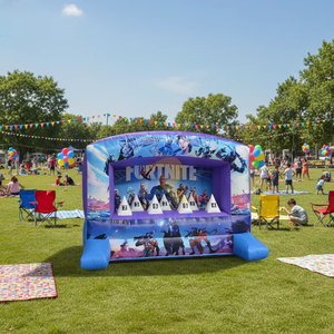 Stand de tir gonflable interactif sur le thème des jeux de bataille, stand de lancer de carnaval, jeu de défi sportif gonflable pour location événementielle - Product Image 1