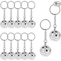 Porte-clés Mini Boule Disco Personnalisable avec Logo, Lot de 12, Effet Miroir Argenté, Cadeaux de Fête, Marquage Personnalisé pour Décoration de Fête, OEM