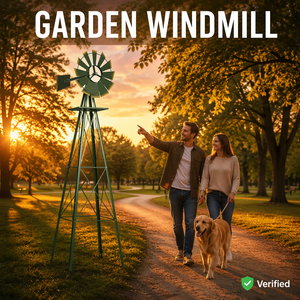 Moulin à vent <span class=keywords><strong>de</strong></span> jardin extérieur en acier vert à 4 pieds, ornement paysager pour pelouse, patio et décoration <span class=keywords><strong>de</strong></span> jardin - Product Image 3