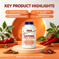 Capsules de piment de Cayenne en marque blanche OEM, 360 unités, 500 mg, Complément alimentaire