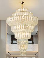 Lustre en fer de luxe à double niveau avec cristaux, hauteur réglable, LED dimmable, blanc chaud doux 2700K, IRC 90, garantie 3 ans, pour projets