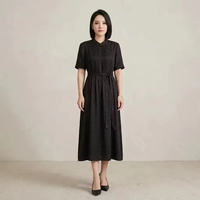 Robe en Soie de Mûrier 100% Professionnelle, Élégante et Simple, à Col Montant et Manches Courtes, en Soie Nuage Auspicieuse