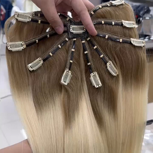 Nuova Tendenza 2026: Extension <span class=keywords><strong>per</strong></span> <span class=keywords><strong>Capelli</strong></span> Umani Vergini Remy con Clip a Ragno/Ottopio, Estensioni con Cuticole Allineate - Product Image 1