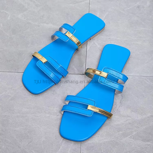 Women's Solid Color Slippers Sandals Foreign Trade Casual Square Open Toe Flat Summer <b>Shoes</b> Light - Product Image 6