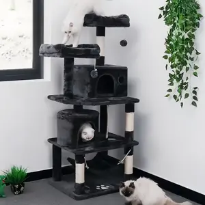 59 इंच डीलक्स बिल्ली पेड़ चढ़ाई टॉवर कॉंडो घर बिल्ली के साथ बिल्ली गतिविधि पेड़ - Product Image 2