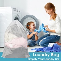 Grands sacs à linge en filet réutilisables pliables pour les voyages, l'hôtel, la maison, la machine à laver, avec cordon de serrage
