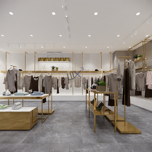 Moda oro señoras ropa estantes de exhibición MDF Metal tienda decoración muebles para ropa tienda - Product Image 3