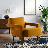 Moderner Luxus-Einzelsessel aus Samt mit Holzgestell, Freizeitstuhl für Schlafzimmer und Wohnzimmer