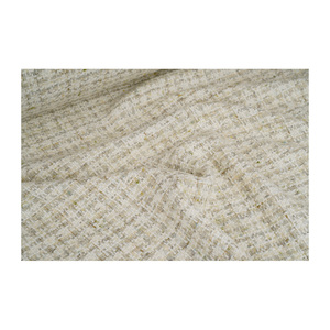 Tissu en tweed fantaisie de qualité supérieure fabriqué en Corée, blanc-pistache-marron, tissage bouclé texturé, tissu textile tissé sur mesure OEM & ODM - Product Image 3