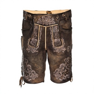 Shorts pour hommes en cuir suédé de vachette bavarois allemand de haute qualité, personnalisés avec logo brodé, style décontracté - Product Image 1