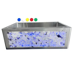 30 Inch 304 Stainless Steel Electric Kitchen Farmhouse Apron Sink With Color Changing Light