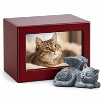 Urne funéraire moderne en bois Zheng Xin pour chat et chien avec cadre photo, cercueil rectangulaire pour fournitures funéraires d'animaux de compagnie