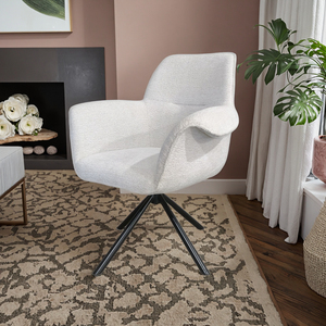 Silla de Comedor Moderna con Respaldo de Alas y Tapizado, Giratoria 360°, para Sala de Estar, Oficina en Casa o Dormitorio, RONGMEI RM-8005, Tela, Nuevo Diseño 2025 - Product Image 5