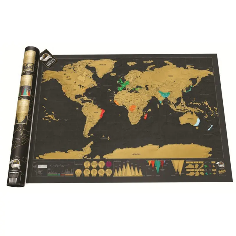 Map 82.5 X 59.4cm Deluxe Black Scratch Off World Map Black Map Scratch Best Decor School Office Stationery Supplies Wall Stickers